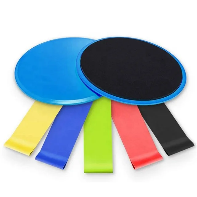 

Realsin Indoor Exercise Fitness Sliding Disc Board Balance Fitness Step Peg board Gliding Discs Resistance Band set, 5 colors