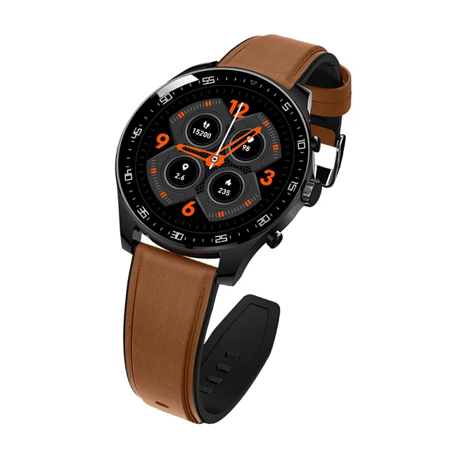 

Stopwatch Health Sport Watches BT Voice Calling Leather Wrist Smartwatches For Men ST2