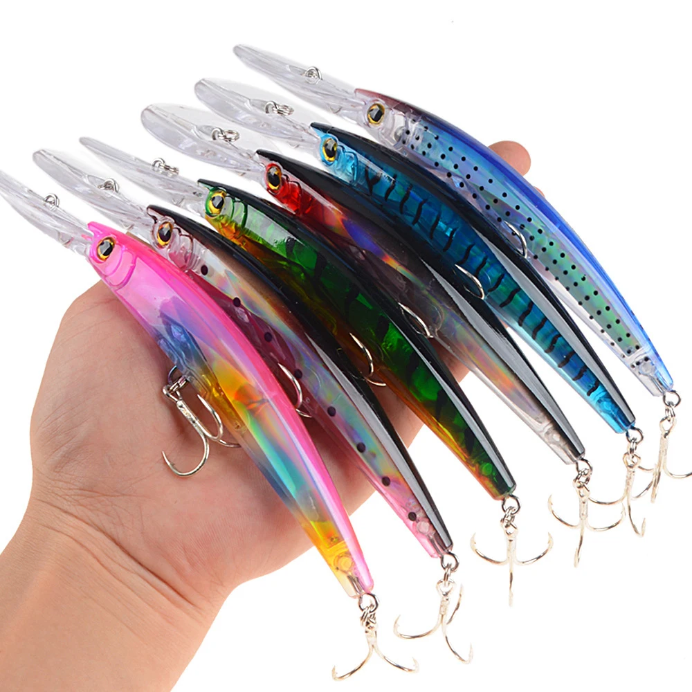 

WEIHE Floating Fishing Lure Big Shad Minnow 17cm 24g Artificial Bait 6M Plastic 3D Eyes Wobbler Bass Lure Fishing Tackle peche, 6 colors
