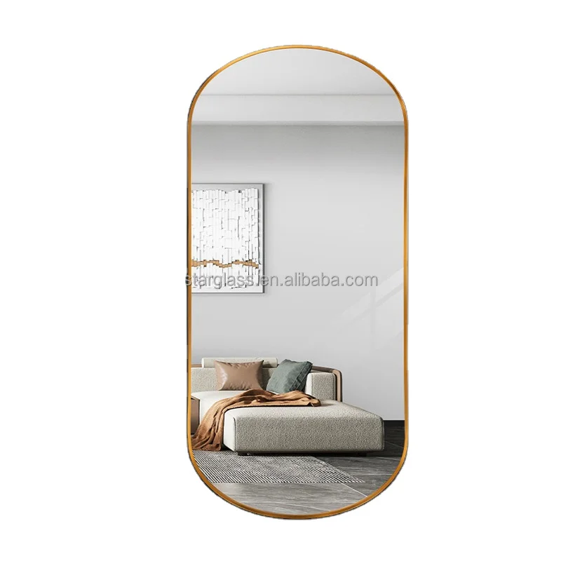 

Wholesale cheap large decorative gold framed full size length body wall dressing room standing floor mirror