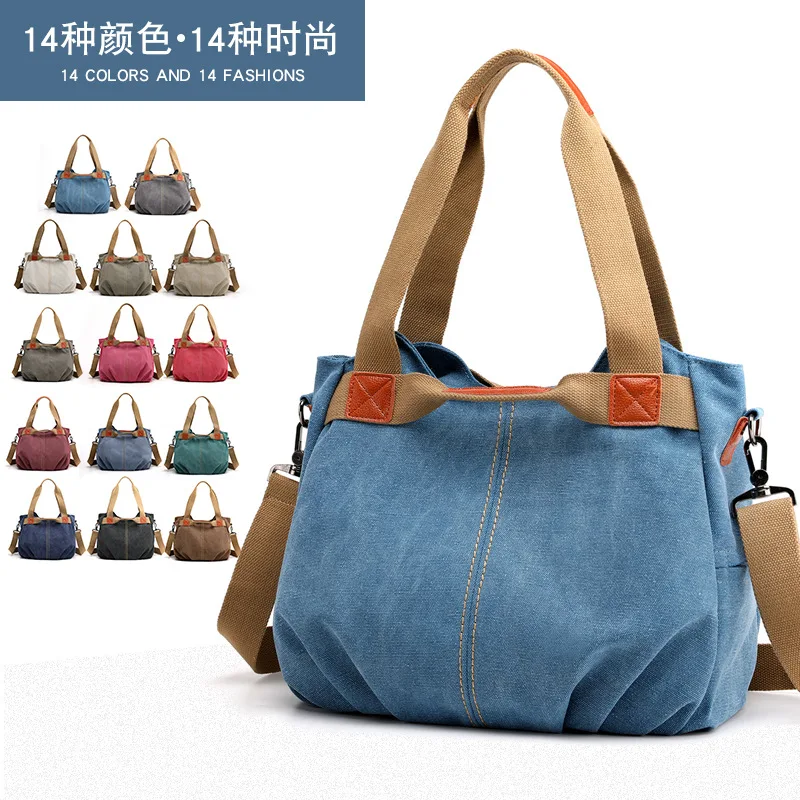 

2022 Casual Vintage Canvas Top Handle Washable Advisable Shopping Travel Beach Shoulder Hanging Tote Bag, Customized color