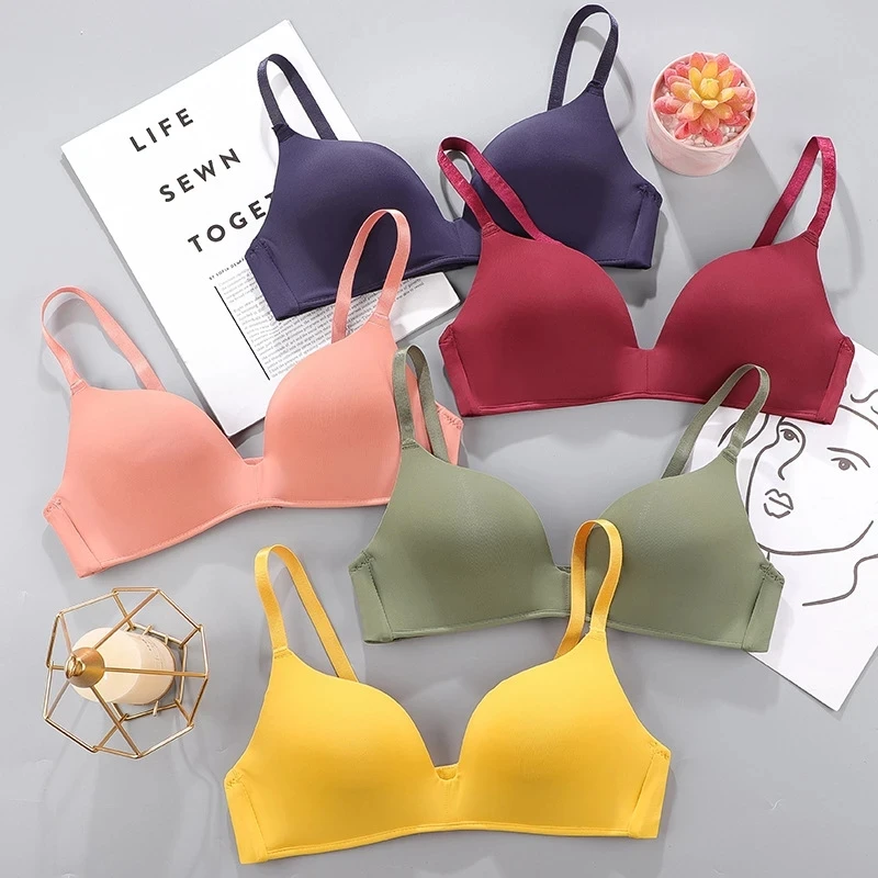 

Plus Size Women Seamless Bra Sexy No Wire Push Up Underwear Girls Students Breathable Thin 12 Colors Bras