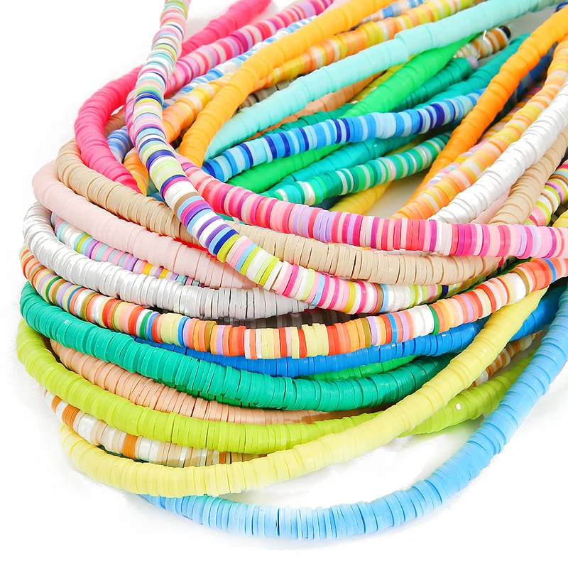 

4/6mm 350pcs/lot DIY Jewelry Findings Polymer Clay Beads Rubber Spacer Beads For Boho Jewelry Making Bracelet Accessory, Color