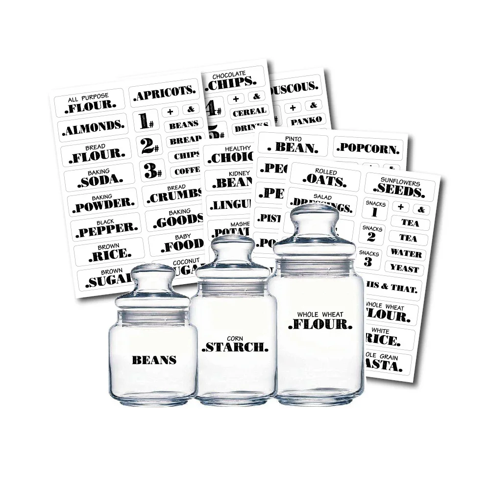 

Transparent Removable Jar Labels Sticker for Food Pantry organizing labels Kitchen waterproof stickers Clear jar Labels Sets