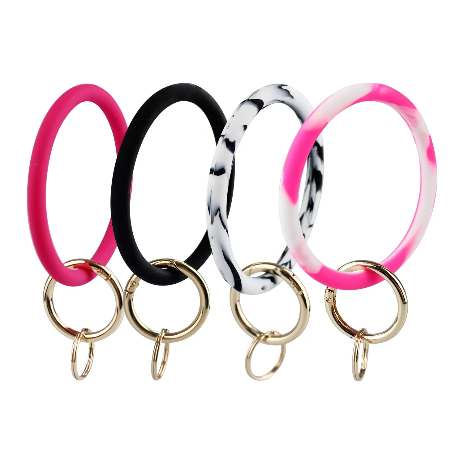 

Silicone Keyring Bracelet Bangle Wristlet Key Chain Holder Large Circle Bangle Round Key Ring for Women and Girl, Customized color