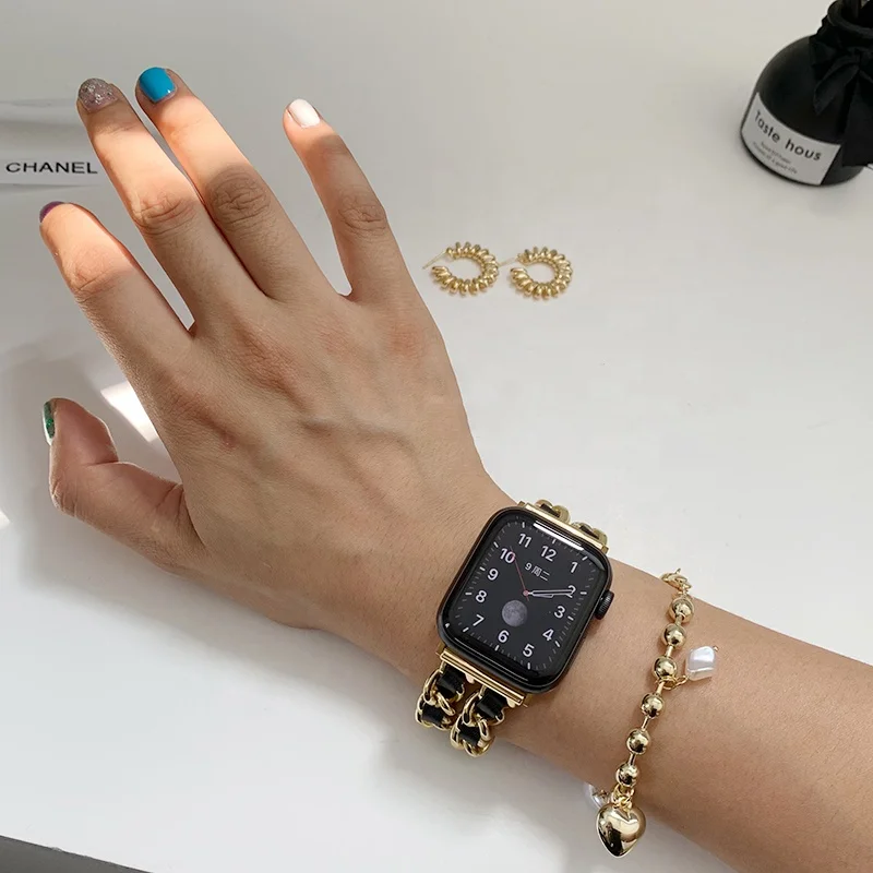 

ConAmor | CHAN5L TYPE | Lambskin mix Metal Apple Watch Band for series 6/SE/5/4 Strap Casetify Climber Hidemi Apple Watch Band
