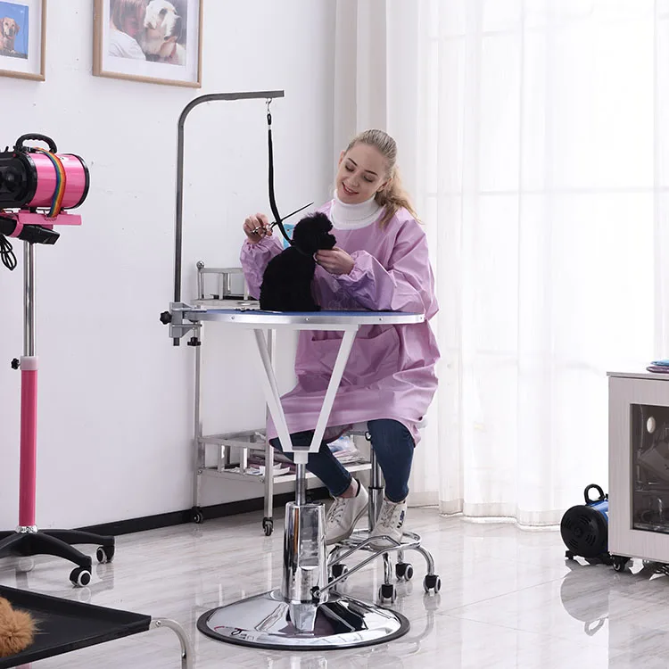 Hydraulic Lifting Portable Round Dog Grooming Table with Arm