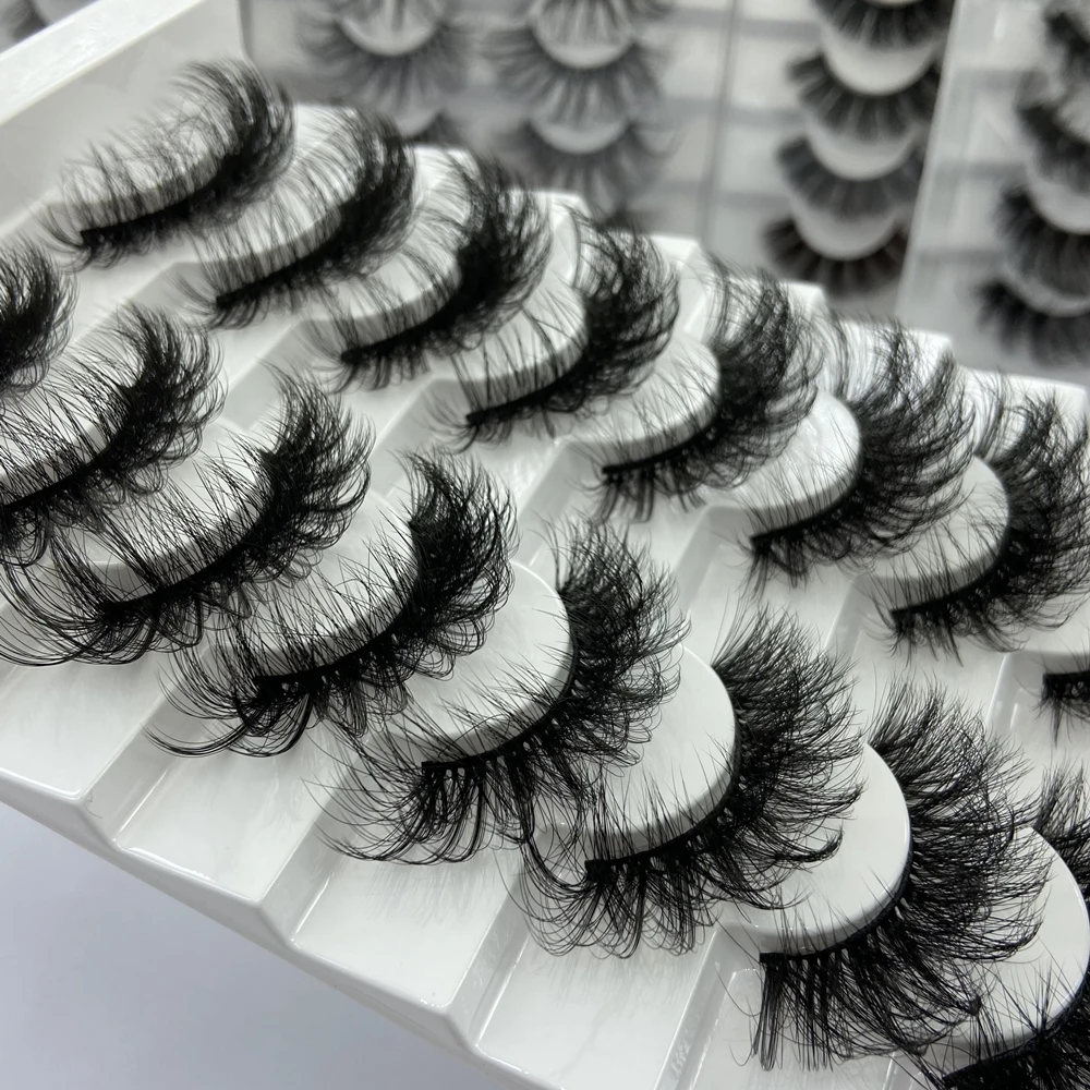 

custom packing lashes 8 pairs fluffy 18mm - 25 mm wholesale eyelashes 3d faux mink false eyelashes