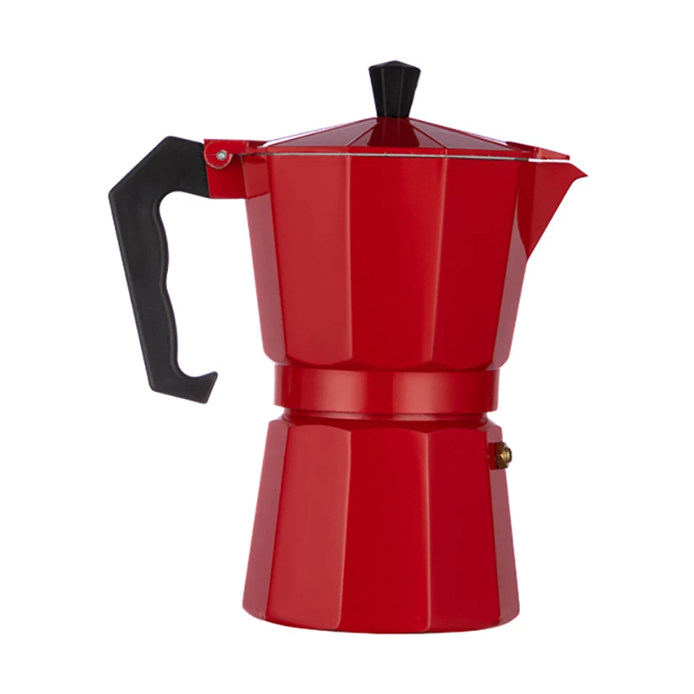 

1 3 6 9 12 Cups Aluminum Cafes Pots Cuban Coffee Maker Stovetop Espresso Moka Pots Mocha Coffeemaker, Silver / black / red