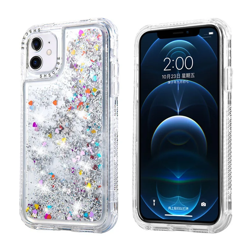 

Stylish mobile phone case Glitter Quicksand cases fall down protection cell phone cover For iPhone 12 Pro 13 pro max