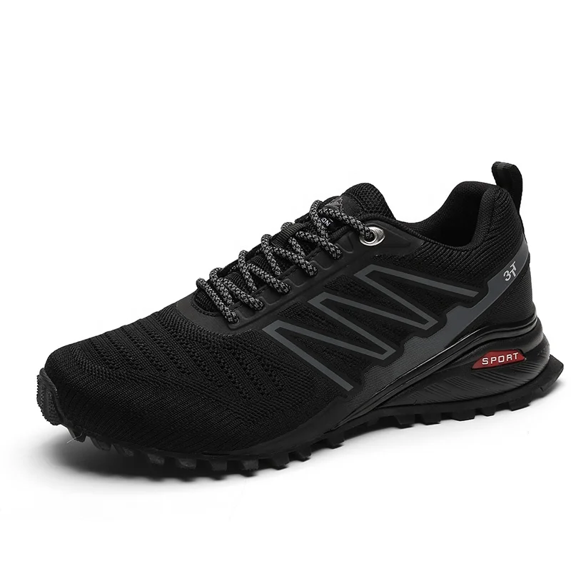 

Men Large Size Reflective Lace Black Outdoor Shoe Mens Trail Sneakers Trekking Mountain Shoes, White,black