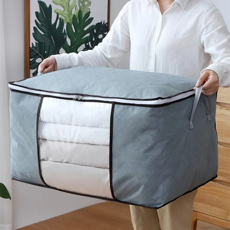 Large Capacity Quilt Storage Bag clear Window Folding Bag Clothes Blanket Bedding Storage Organizer Under Bed Storage Bag