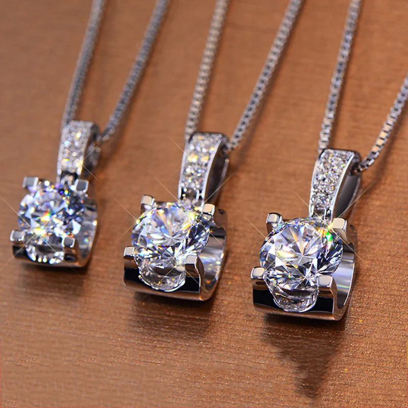 

CAOSHI Two Size Pendants Necklaces Vintage Silver Color Chain Necklace Luxury Female Crystal Fashion Simple Pendant Necklace