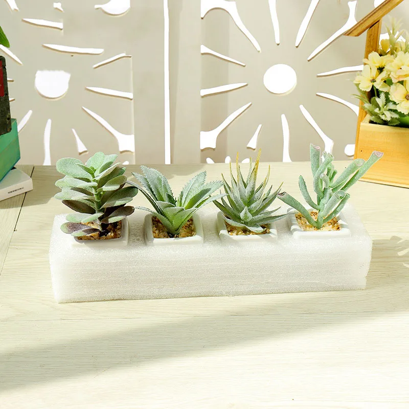 

New Mini Ceramic Flowers Artificial Home Decoration Suculentas Raras Fake Plants With Pot Haworthia Succulent Plant Artificial, Customizable