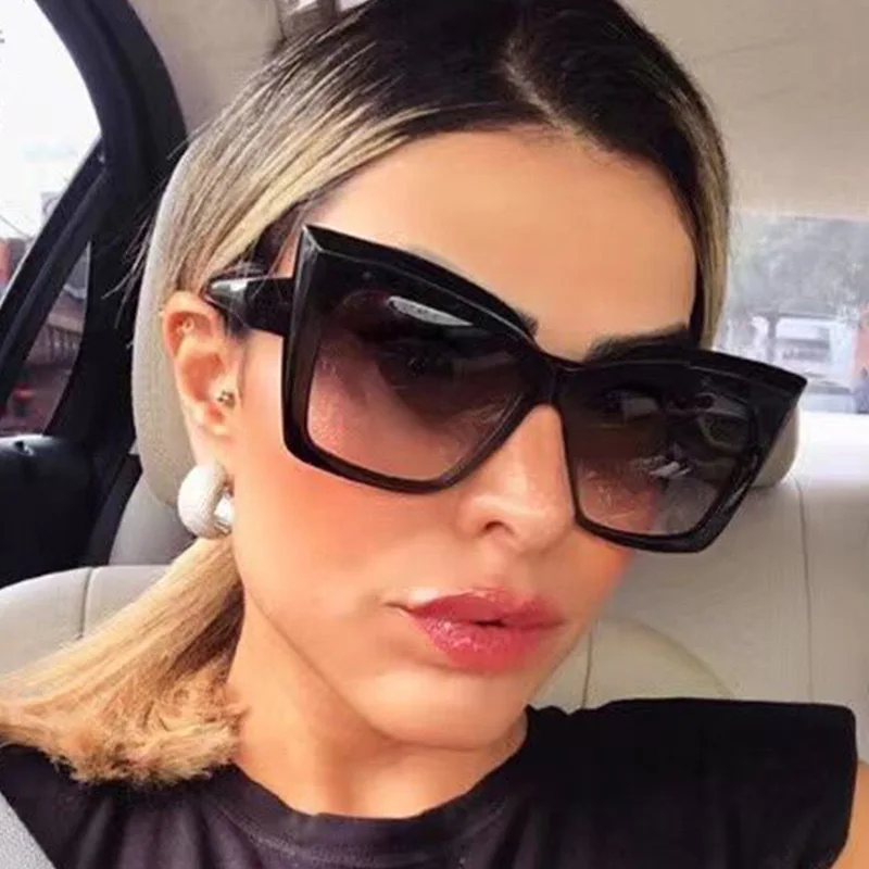 

UNOC New Fashion Big Frame Cat Eye Sunglasses Men And Women Summer Outdoor Glasses Girls Trendy Sunglasses, 5 colors