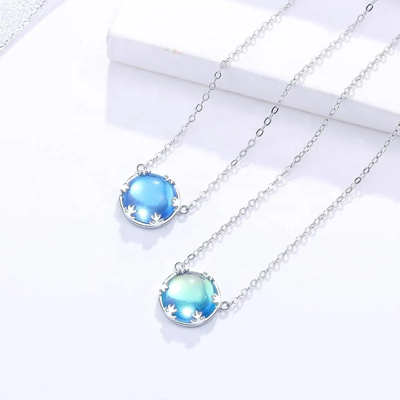 

Natural Green Blue Crystal Handmade Jewelry Silver Pendant Necklace Stone Jewelry