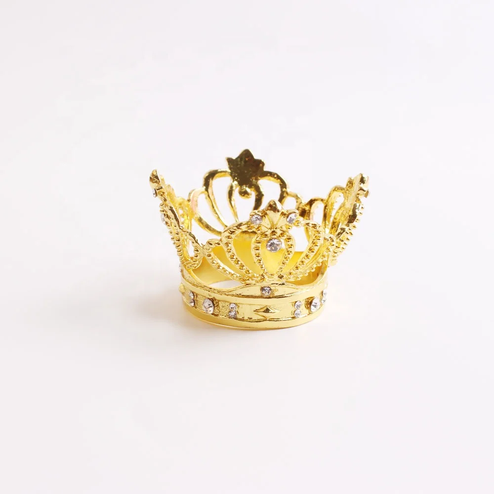 

Metal Rhinestone Round Crown Napkin Ring For Wedding, Gold, silver