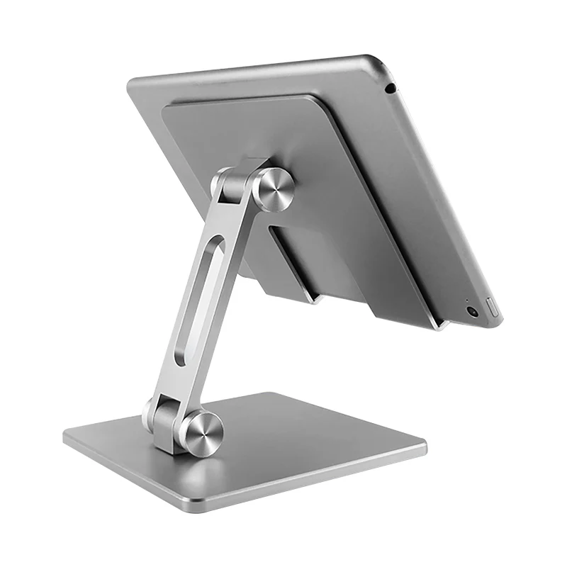 

Flexible cellphone tablet holder folding aluminum alloy tablet pc stand height adjustable support for ipad pro, Silver