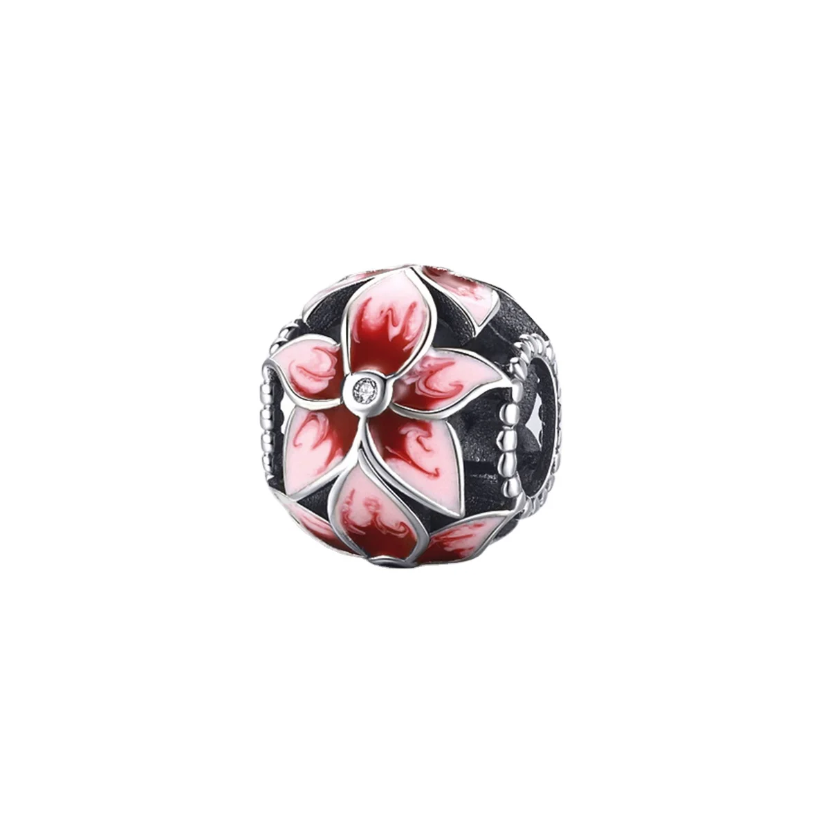 

New Product 925 Sterling Silver Jewelry Blooming Flowers Round Bead And Charms