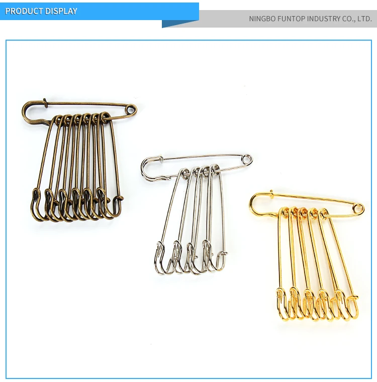 Wholesale Standard Metal Stainless Steel Safety Pin Four Colors Can Be