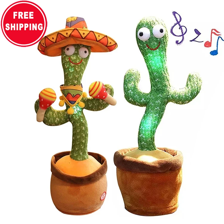 

32cm Dancing Cactus Toys Speak Electronic Plush Toys Twisting Singing Dancer Talking Novelty Funny Music Luminescent Gifts, Green