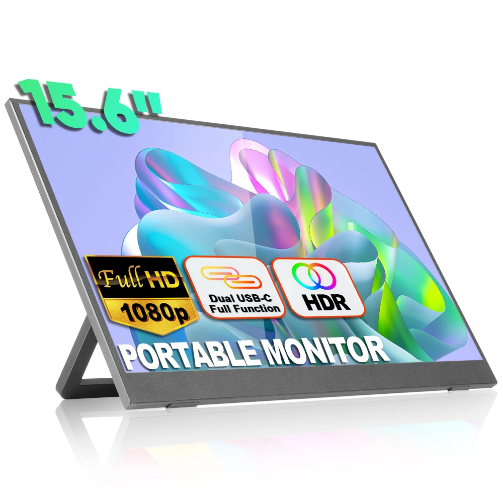 Tragbarer 15,6-Zoll-Monitor, 1080p, IPS, Metall-Standfuß (VESA)