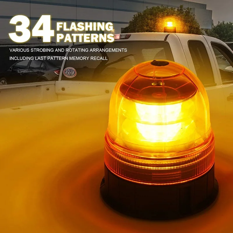 12 LEDs 36W High Intensity Strobe Rotating Beacon Lights,Rotating Revolving Safety Law Enforcement Top Car Light With Magnet