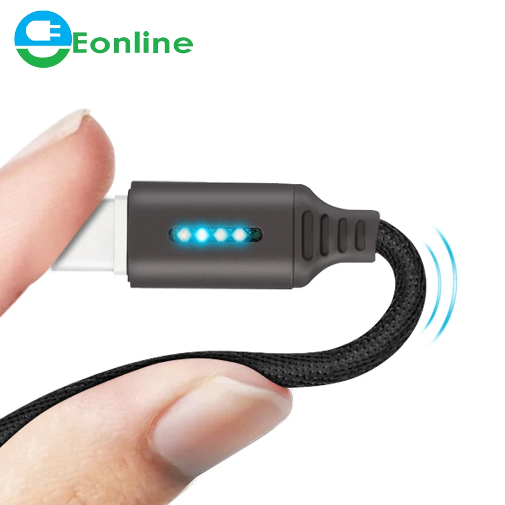 

Eonline Automatic Power Off USB Type C Cable Streamer Light Micro USB Cable Auto Charge 1m Smart Charging Usb Charger Phone, Black , red , blue