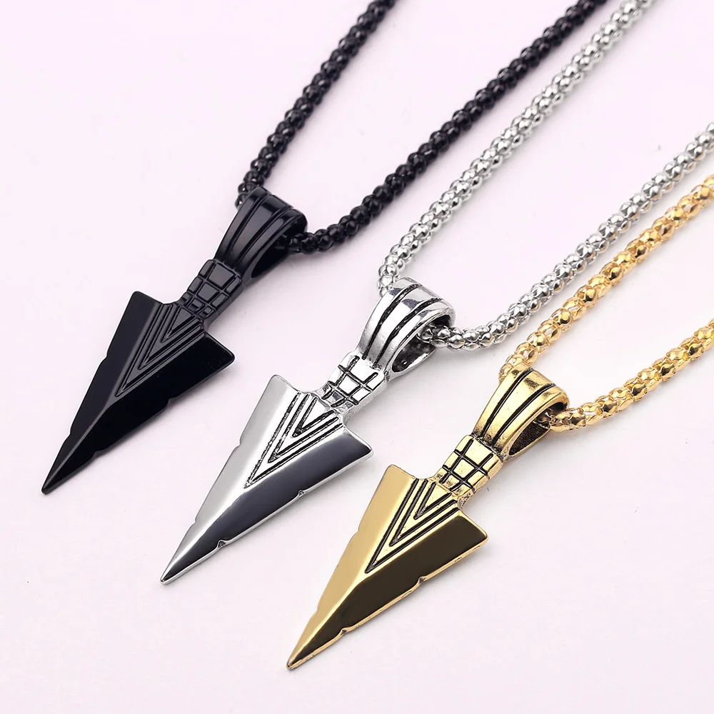 

Triangle spear head men's necklace antique arrow necklace pendant accessories Collar de flecha colgante