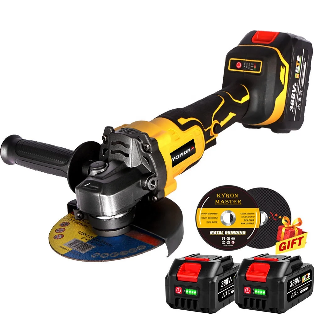 

125mm Brushless Angle Grinder 18V Lithium Battery M14 10000Rpm 3 Gears Variable Cutting Grinding Polishing Power Tool