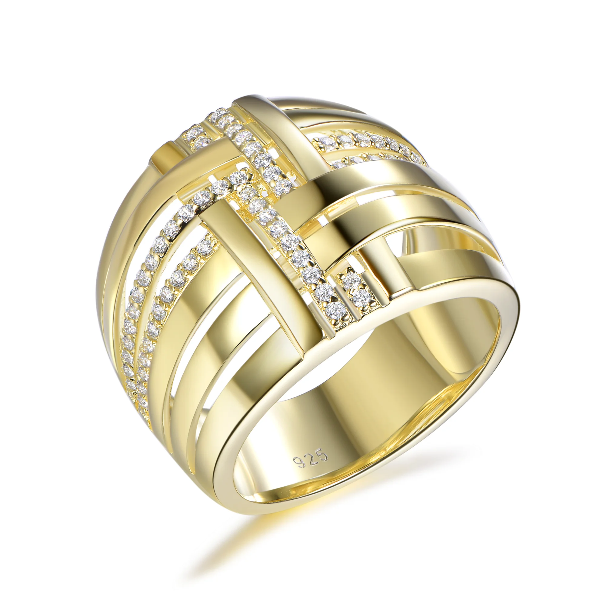 

2021Best Selling Trendy Gold Jewelry Rings Gold Plated with white CZ Party Ring