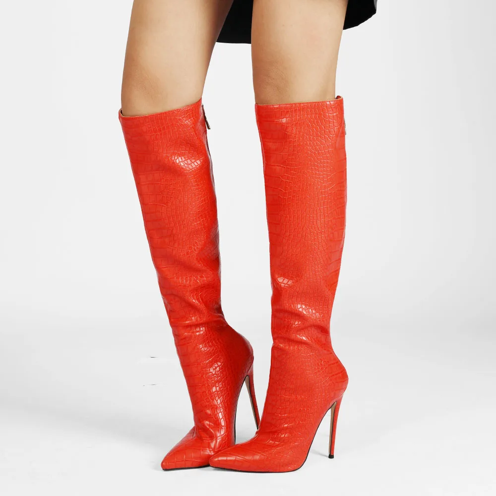 

2021 new stiletto high tube fashion long tube knee-length boots plus size women's shoes, Picture