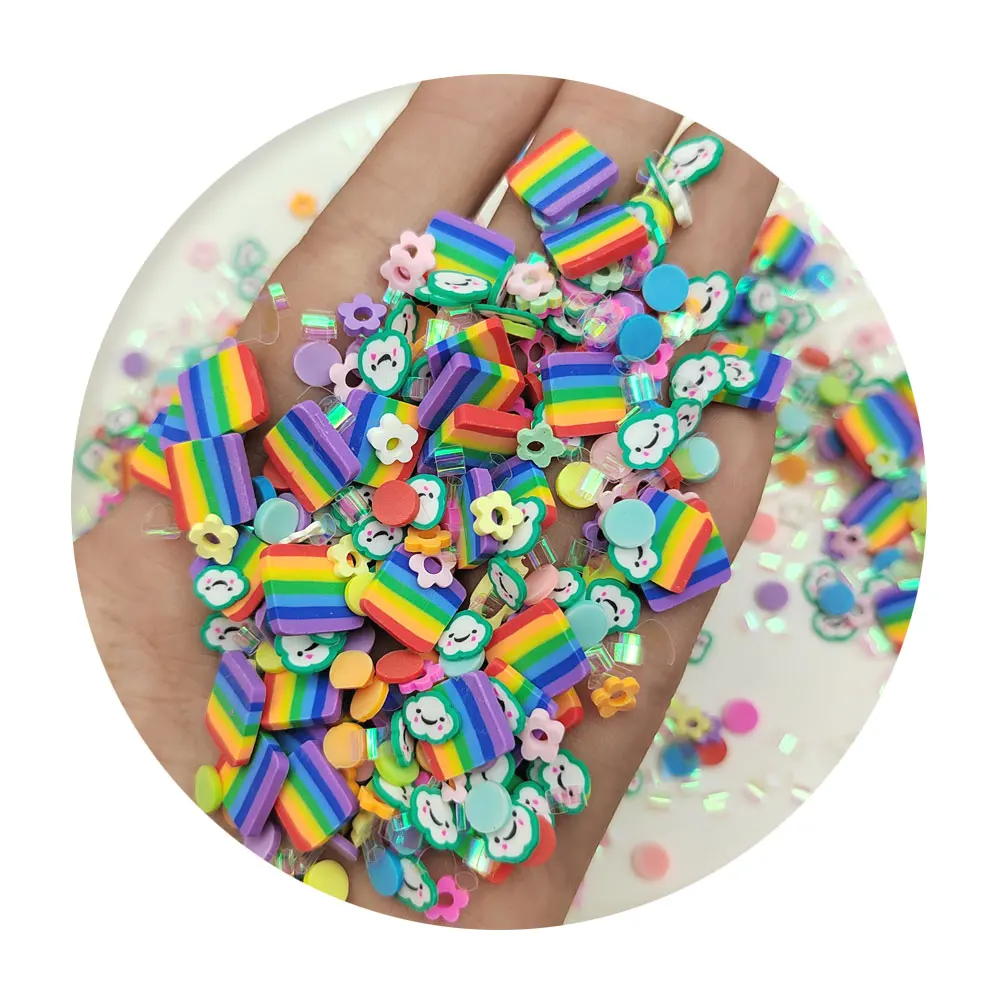 

Mix Slime Cloud Rainbow Polymer Clay Slice Topping Supplies Cute DIY Candy Mixed Sprinkles Filler For Cloud Clear Slime