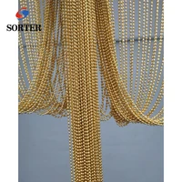 

factory price shimmer gold decorative door partition hanging ball chain room divider metal bead curtain