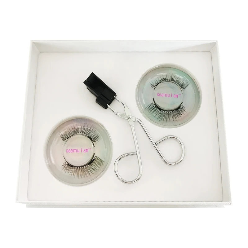 

seamulan magnetic eyelashes 2 prs with twzeer big packaging box, Black