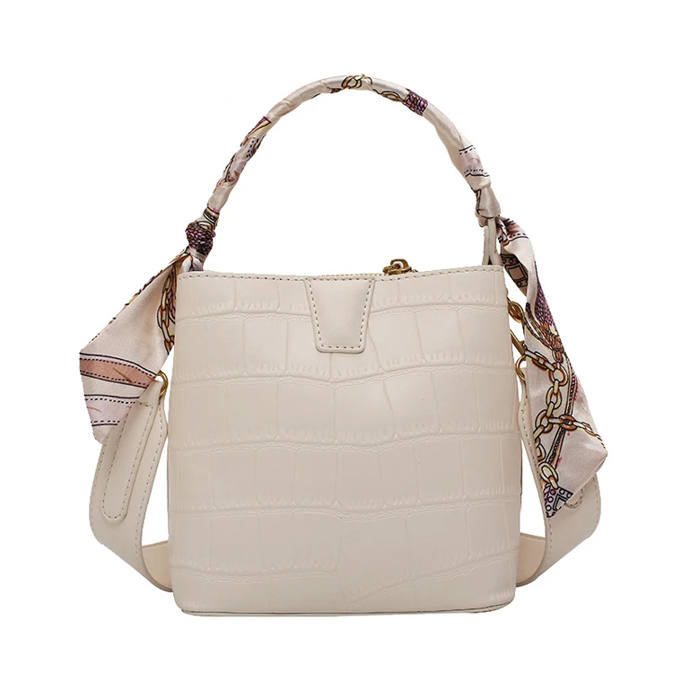 

2020 Casual Crocodile Pattern Small Bucket Bags Women PU Handbag Ladies Shoulder Messenger Bags, White,yellow,purple,green,black