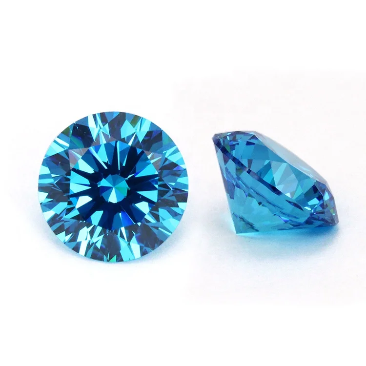 

10-12mm round shape aquamarine blue cz stone wuzhou gems loose cubic zirconia stone