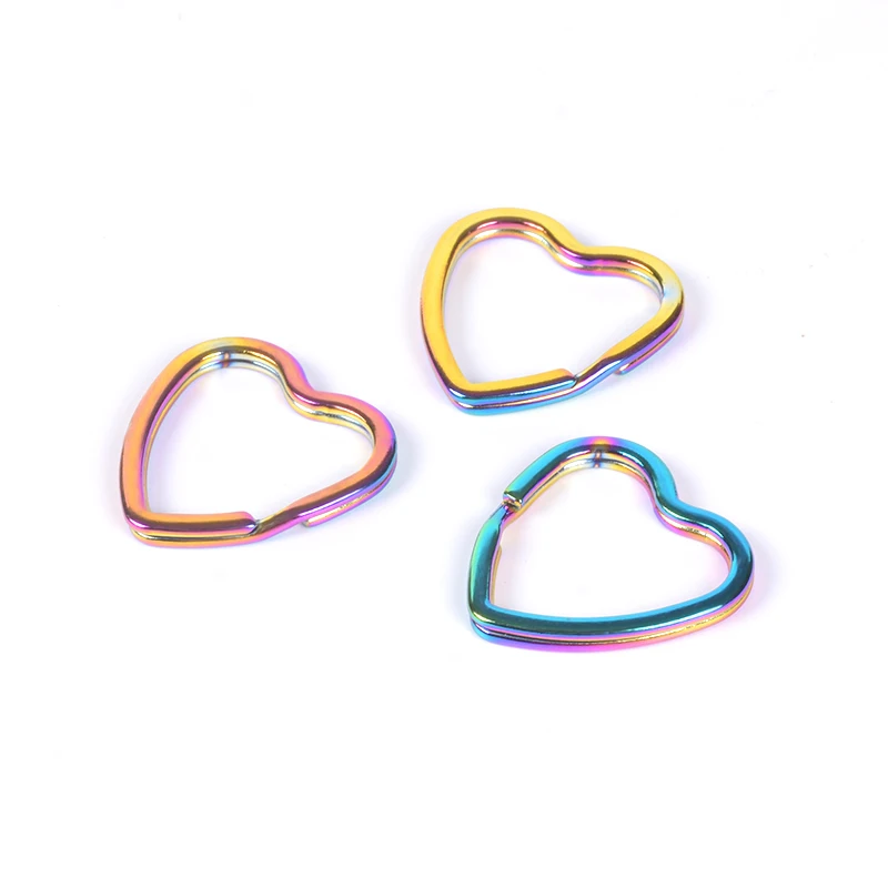 

Dropshipping Heart Keychain Key Ring, metal Heart Shape Rainbow Keyring(1 bag of 10pcs)