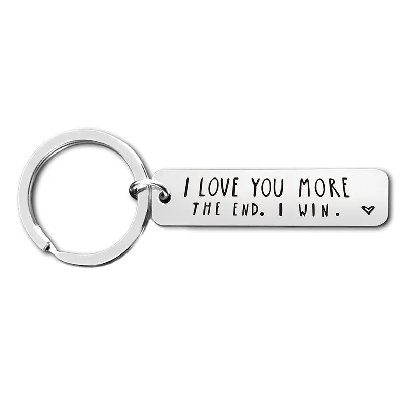 

Free Shipping Creative I-Love -You -More The-End-I-Win Woman Stainless Steel Pendant Lovers Key chain