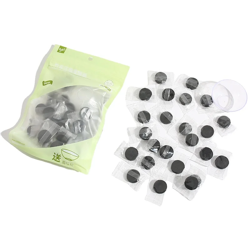 

Top quality disposable face skincare disposable compression pack paper 25pcs bamboo charcoal compressed face pack paper, Black
