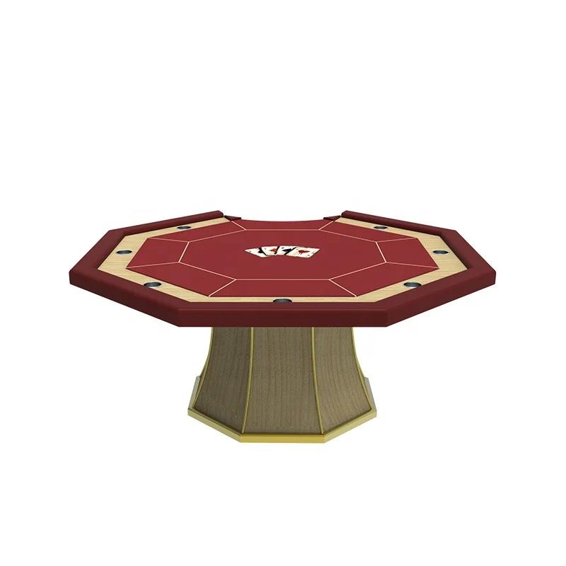 

YH New Style 1.4M Octagon Shaped Luxury Chrome Bugle Legs Gambling Texas Holden Poker Table With Dealer