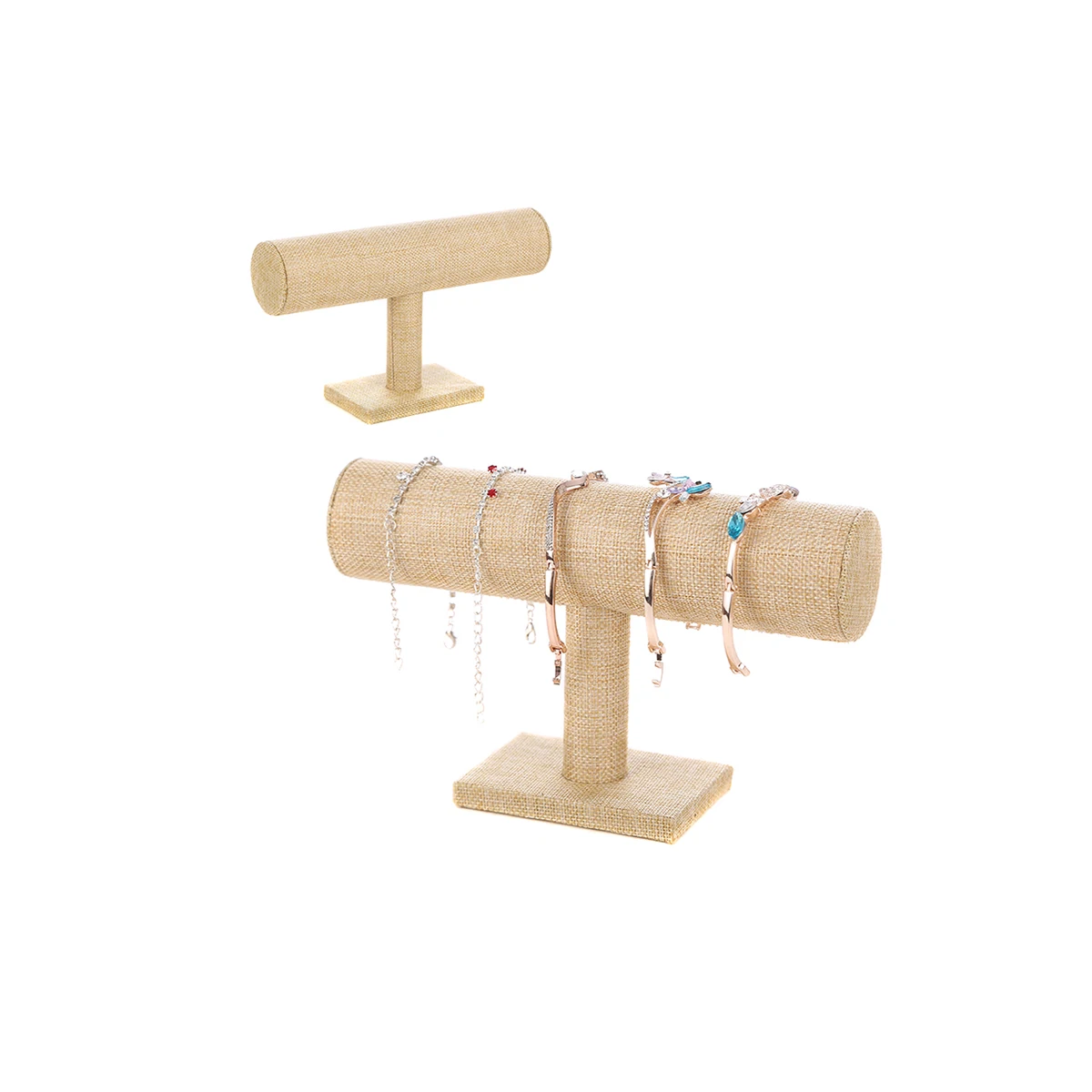 

Vintage Linen Bracelet Chain T-Bar Rack Jewelry Organizer Display Stand