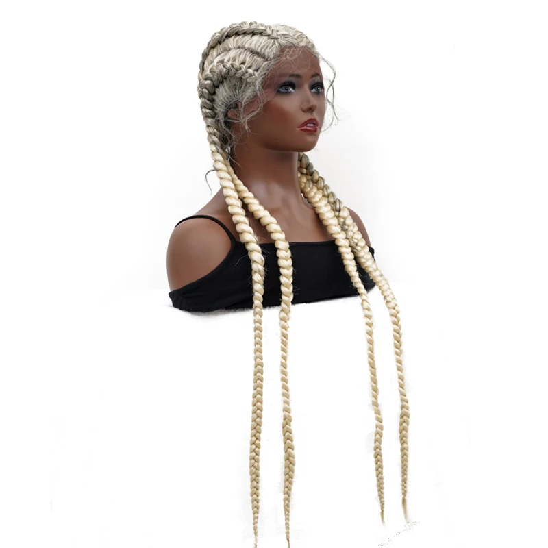 

Lace Braided Wigs Cornrow Box Braids Wig With Baby Hair For Black Women Synthetic Lace Front Wigs