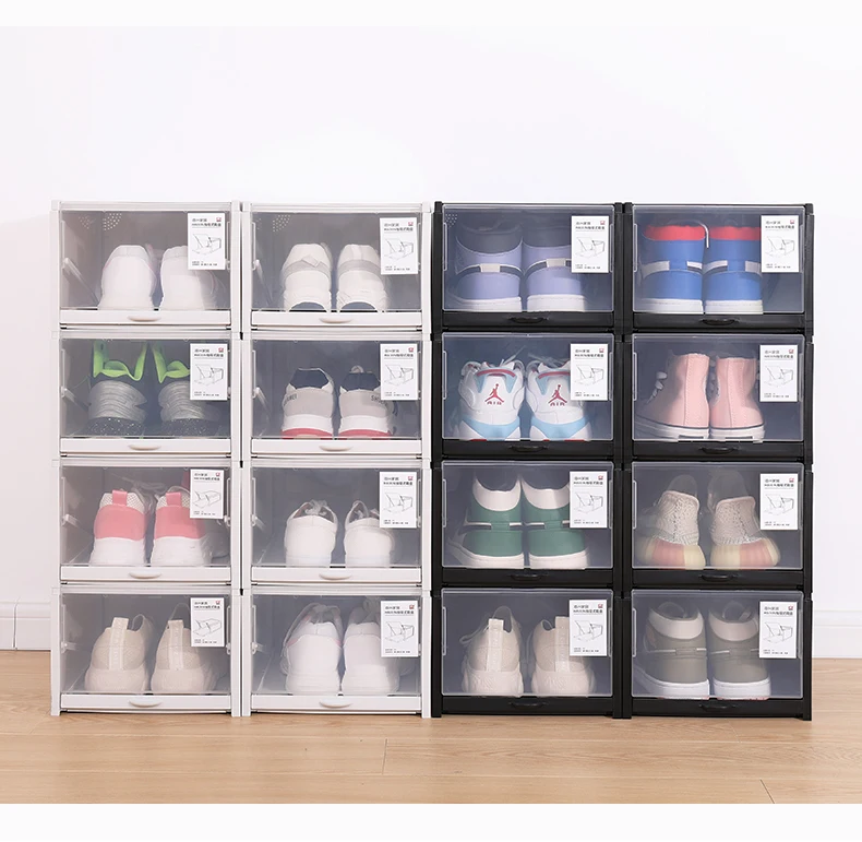 

Amazon Hot Popular Black magnetic drop front Plastic Storage Shoe box