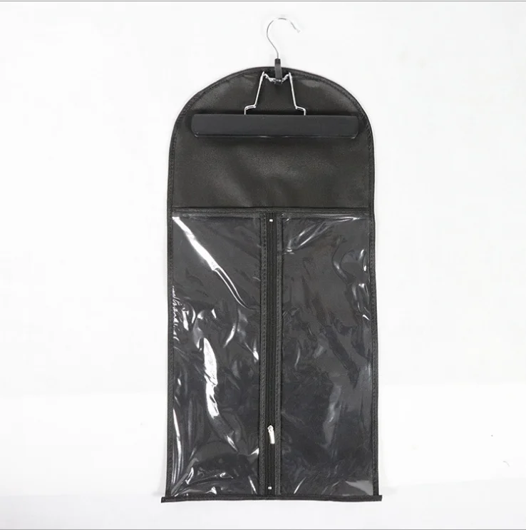 High Quality Printed Transparent Zipper Non Woven Wig Packaging Bag With Hangers