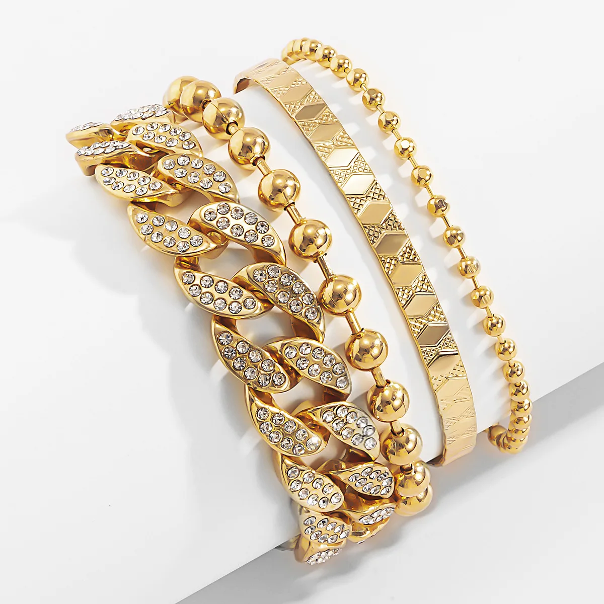 

4pcs/set Hip Hop Chunky Cuban Link Bracelet Jewelry 14K gold Designer beautiful butterfly Bracelets set for women