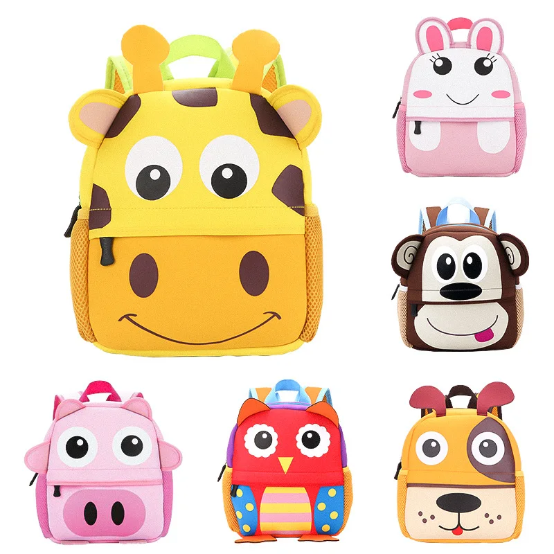 

New Design Waterproof Neoprene Cute Cartoon Animal Schoolbag Preschool Toddler Backpack For Kids Boys Girls, Custom made