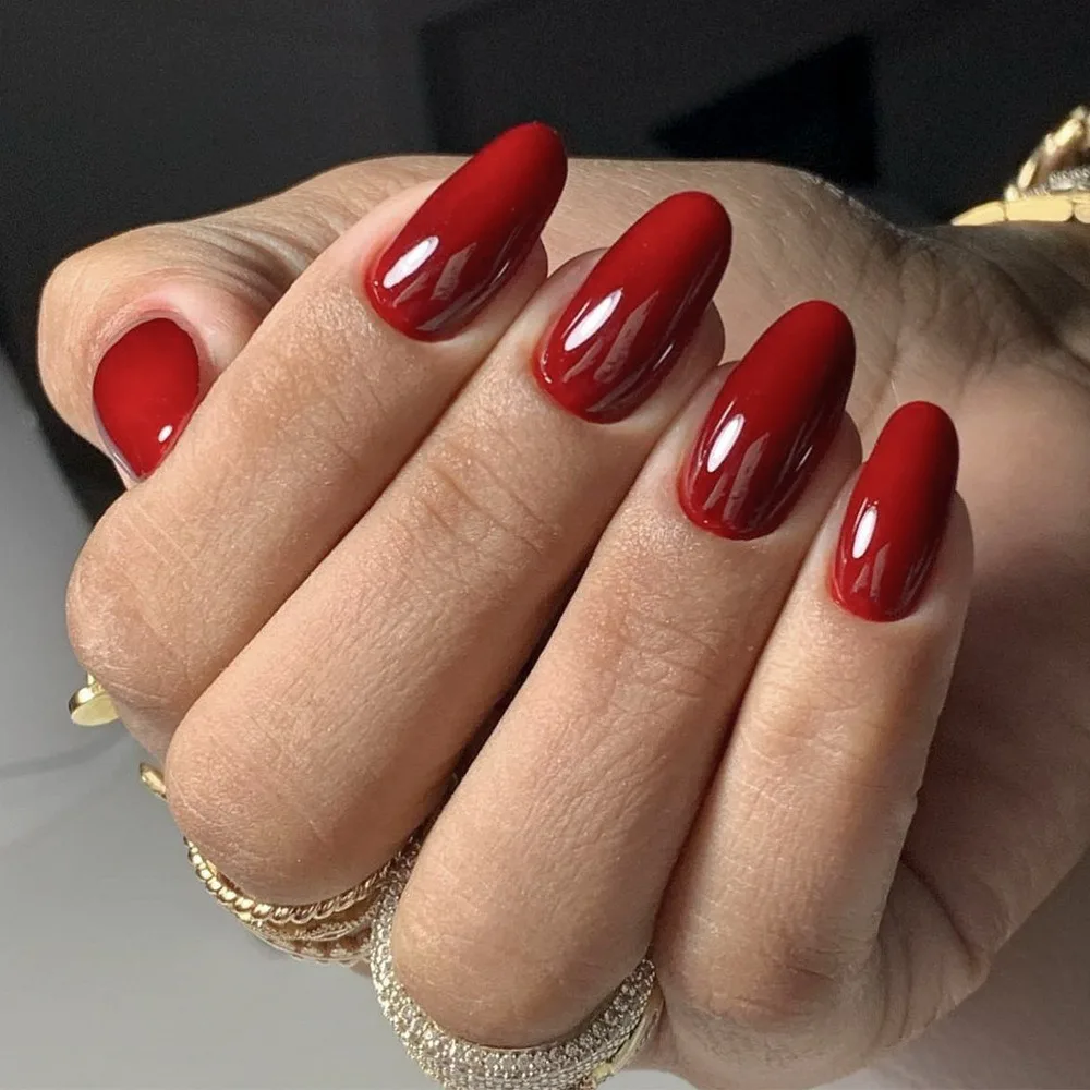 24 Pcs 3355 Short Round Solid Color Simple Nails Press on Nails Artificial Fingernails