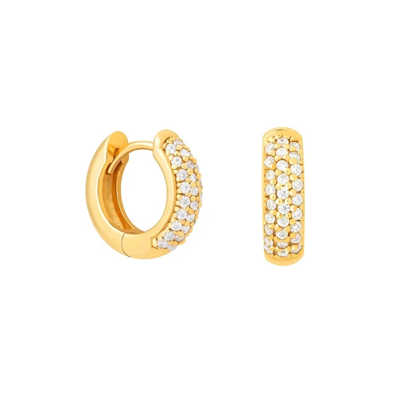 

S925 sterling silver jewellery thick diamonds personalized trendy hoop earrings jewelry