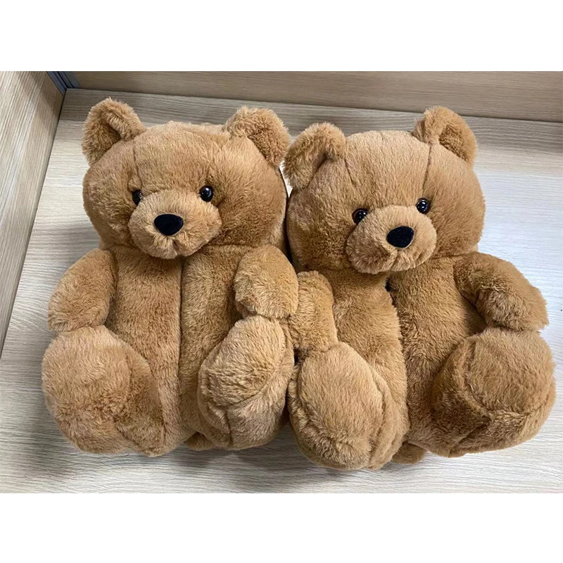 

2021 Teddy bear slippers arrivals fuzzy teddy Wholesale Plush New Style Slippers House Teddy Bear Slippers for Women Girls